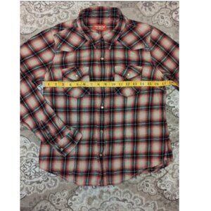 Levi's Red Tab Red & Cream Plaid Flannel Button Up Shirt, Juniors Medium